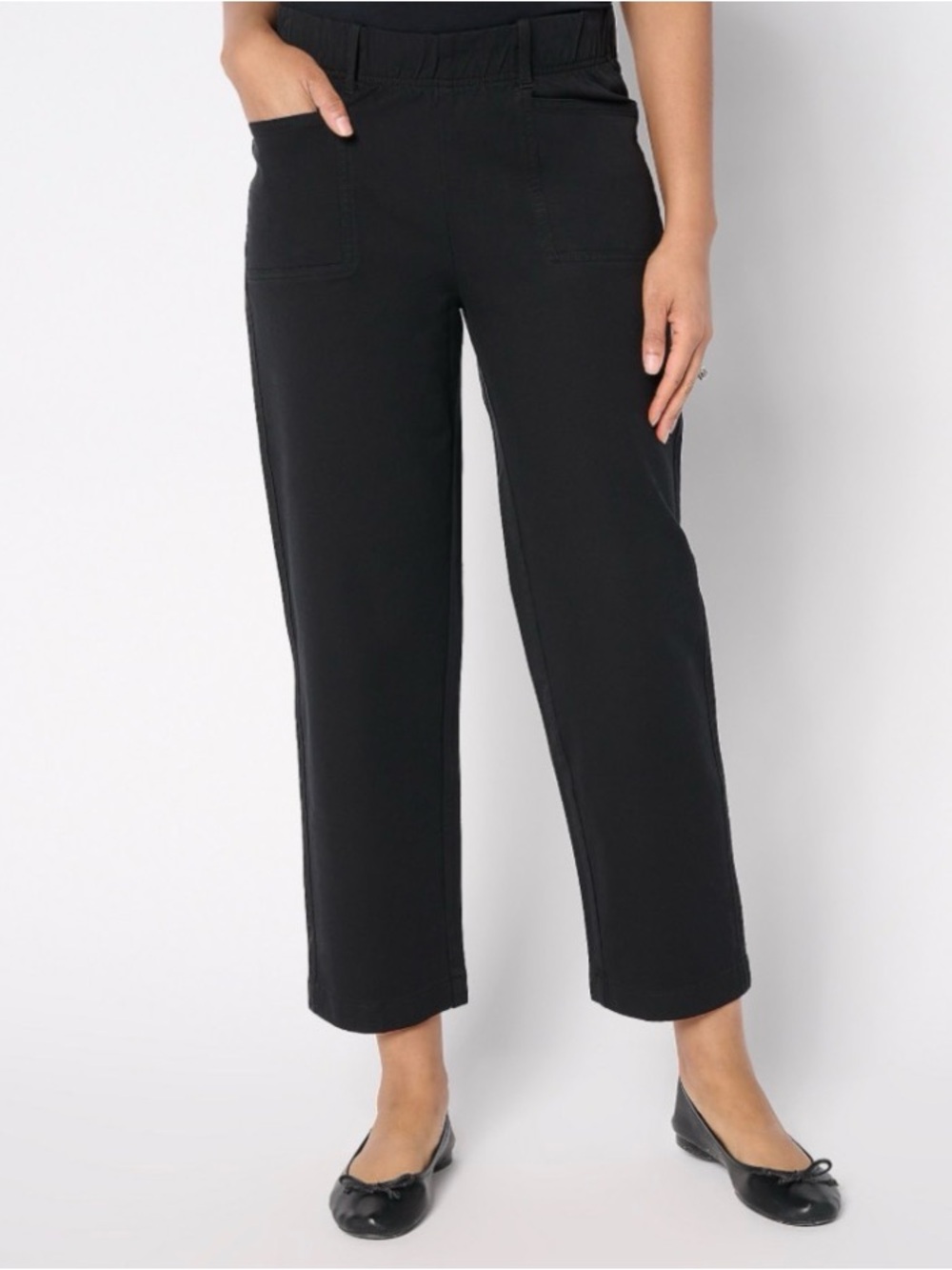 AnyBody Regular All-Stretch Twill Straight Leg Ankle Pants Size Small Black
